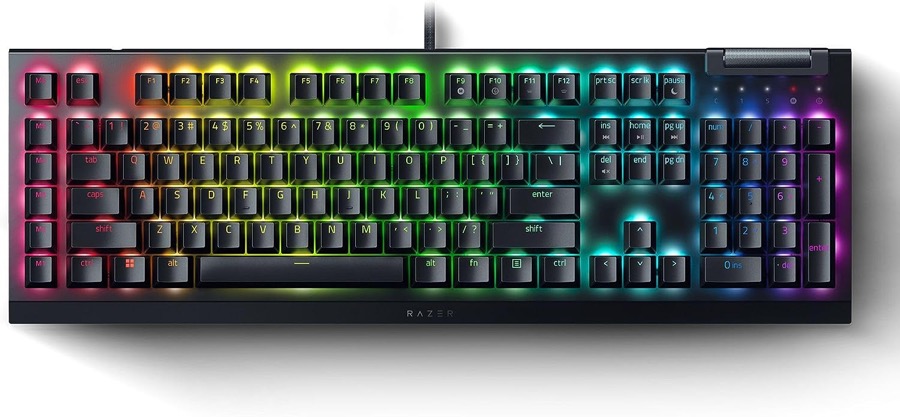 Razer BlackWidow V4 X Full Size RGB Gaming Keyboard, Mechanical Switches, Chroma RGB Lighting, Programmable Macros, PC