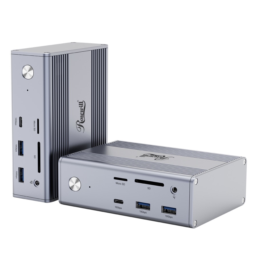 Rosewill 14-in-1 USB C Laptop Docking Station with 100W PD Charging, 4K@60Hz Display, Triple 4K Display,10Gbps Data Transfer & Kensington Lock, Windows, Mac, Android - RHUB-M14