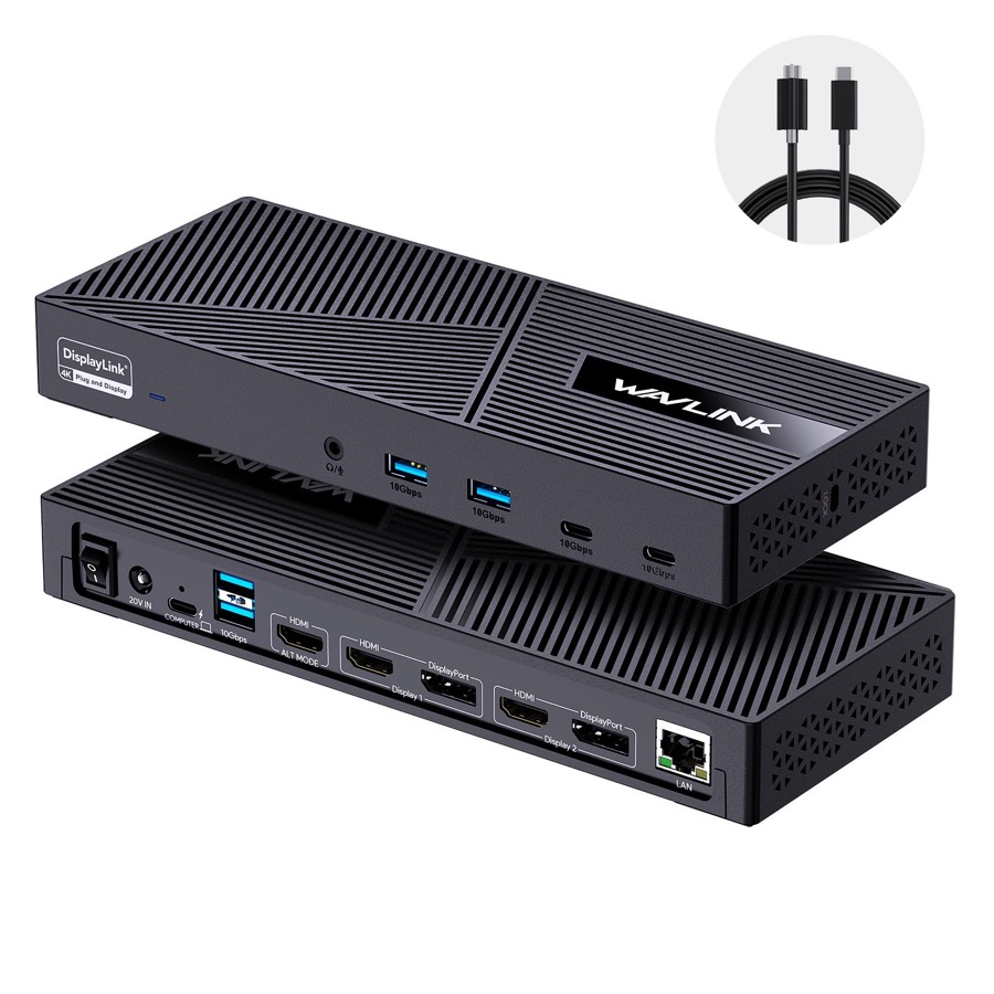 Wavlink USB C Triple Monitor Docking station With 100W Laptop Charging, 3X HDMI, 2X DisplayPort, 6X 10Gbps USB Ports, Gigabit Ethernet, Audio&Mic for New MacBook Neo,MacBook M1/M2/M3/M4, USB4, Windows